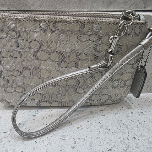 Coach Accessories - Coach Metallic Silver and Gray Wristlet - Like New